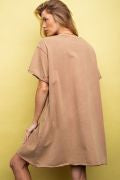 Easel Star Patch Mineral Washed T Shirt Dress