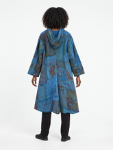 Load image into Gallery viewer, Paper Lace Teal Printed Hooded Long Jacket
