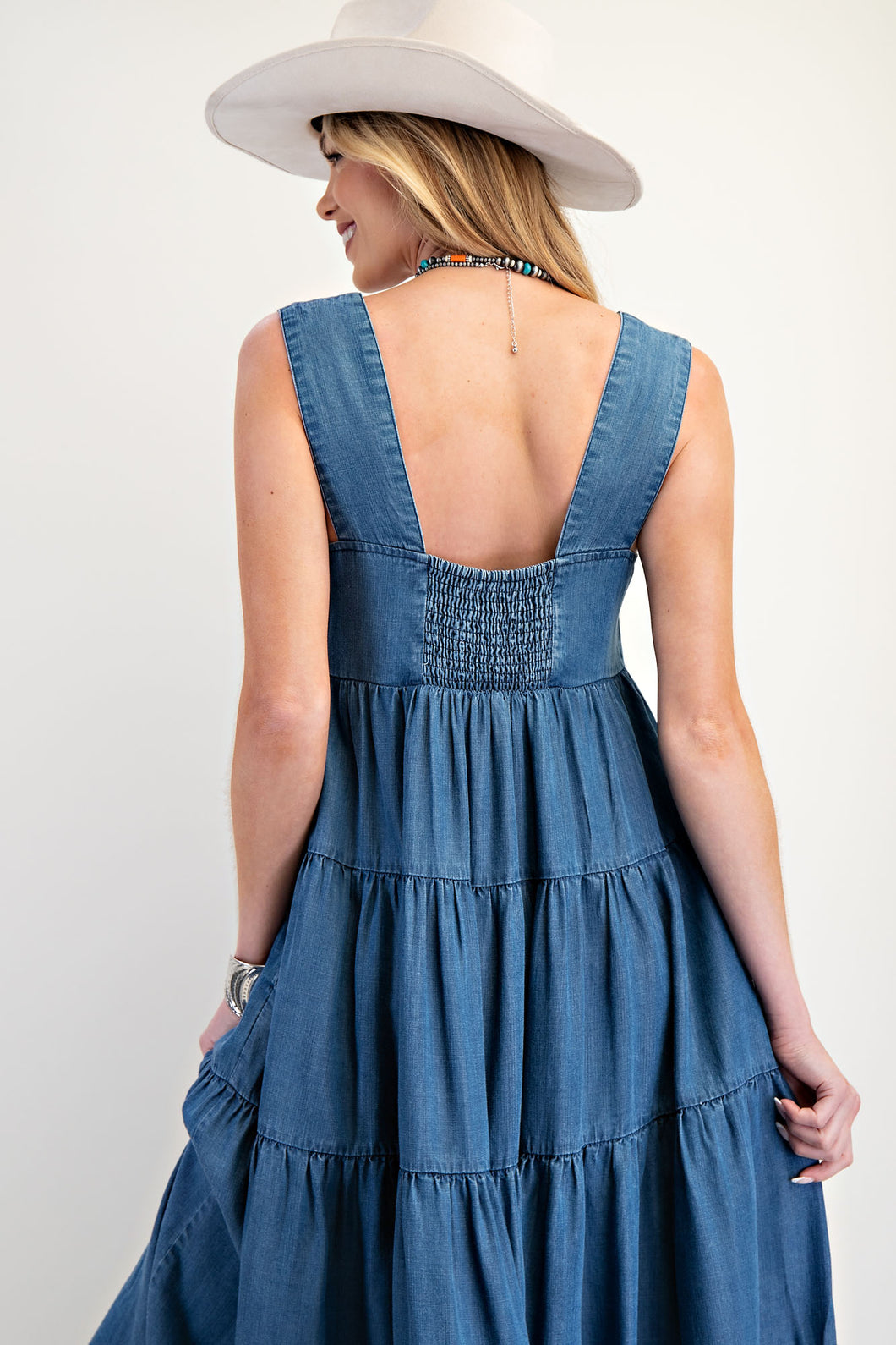 Easel Sleeveless Washed Denim Maxi Dress The Colony Shop Easel Sleeveless Washed Denim Maxi Dress The Colony Shop