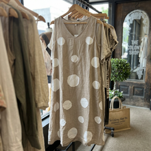 Load image into Gallery viewer, Paper Lace Sleeveless Long Linen Dress with Polka Appliques
