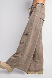 Easel Mineral Washed Terry Knit Cargo Sweatpants