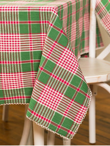 April Cornell Holly Plaid Tablecloth