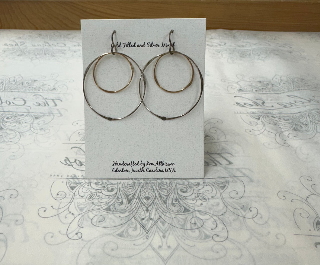 Ken’s Jewelry Sterling Silver & Gold Filled Large Double Circle Earring