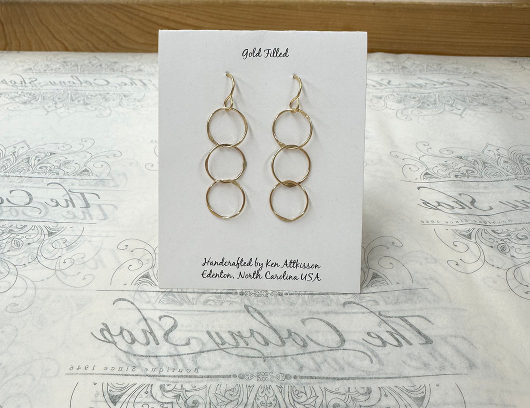 Ken's Jewelry Gold Filled 3 Medium Circles Earring