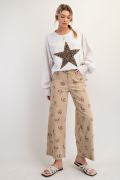 Load image into Gallery viewer, Easel Animal Star Patch Mineral Washed Poly Rayon Knit Top
