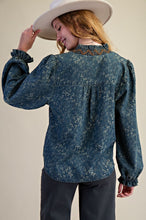 Load image into Gallery viewer, Easel Jacquard Denim Blouse
