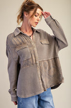 Load image into Gallery viewer, Easel Button Down Washed Thermal Shirt Top

