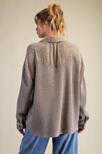 Load image into Gallery viewer, Easel Button Down Washed Thermal Shirt Top
