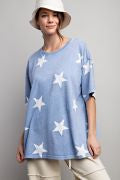 Easel Star Print Washed Top