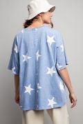 Easel Star Print Washed Top