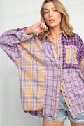 Easel Plaid Mix N Match Button Down Shirt