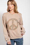 Easel Peace Sign Washed Terry Pullover