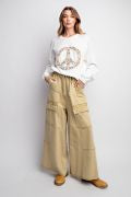 Easel Mineral Washed Terry Knit Cargo Sweatpants