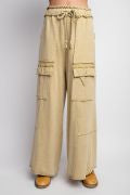 Easel Mineral Washed Terry Knit Cargo Sweatpants