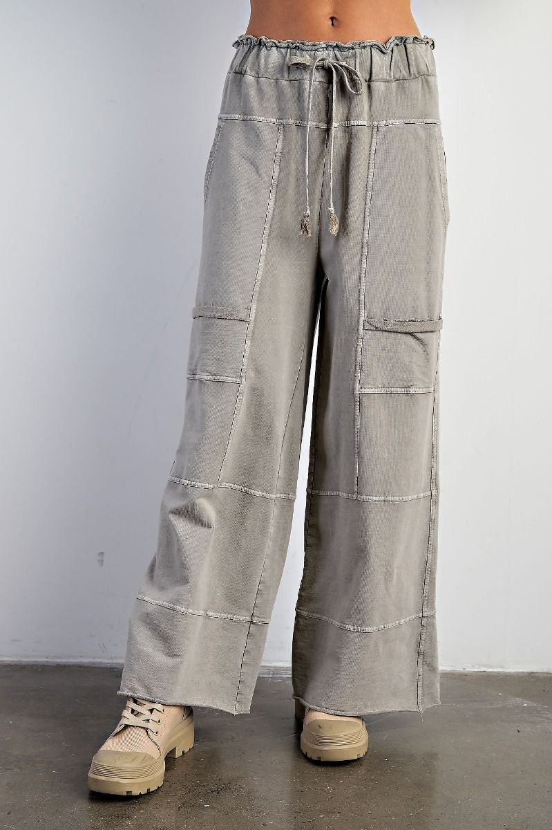 Easel Mineral Wash Terry Knit Cargo Sweatpant