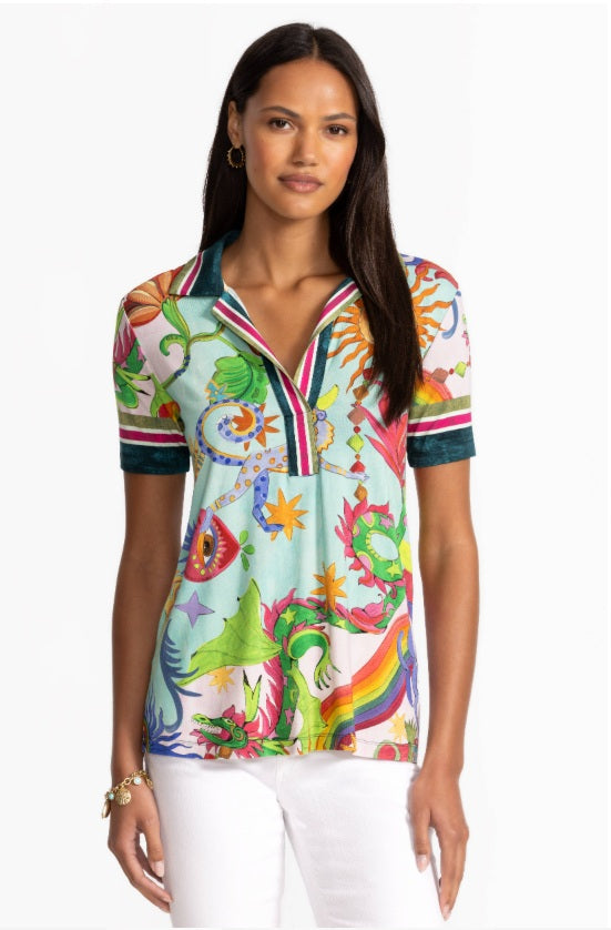 Johnny Was Janie Favorite Short Sleeve Swing Polo