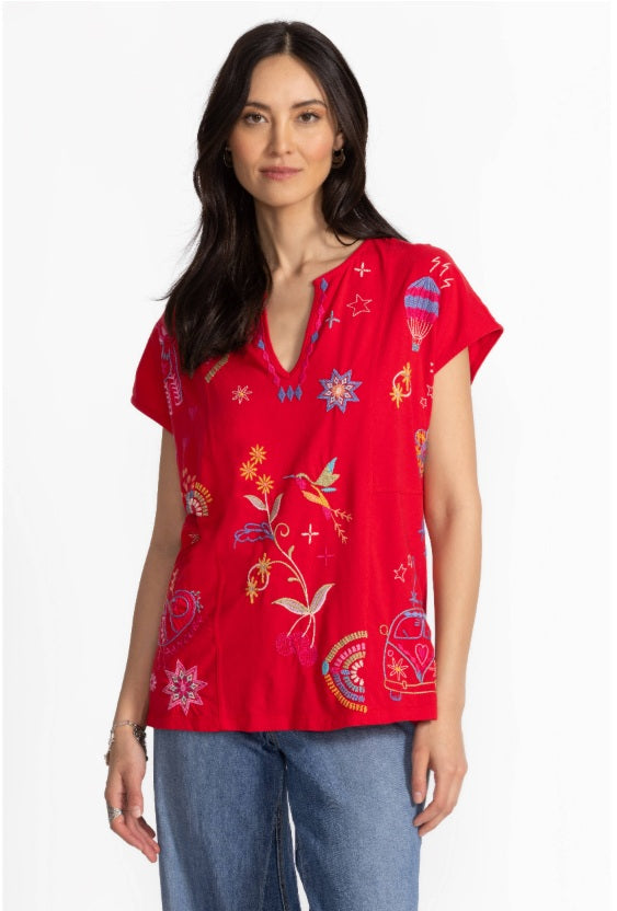 Johnny Was Easy Paneled V-Neck Tee