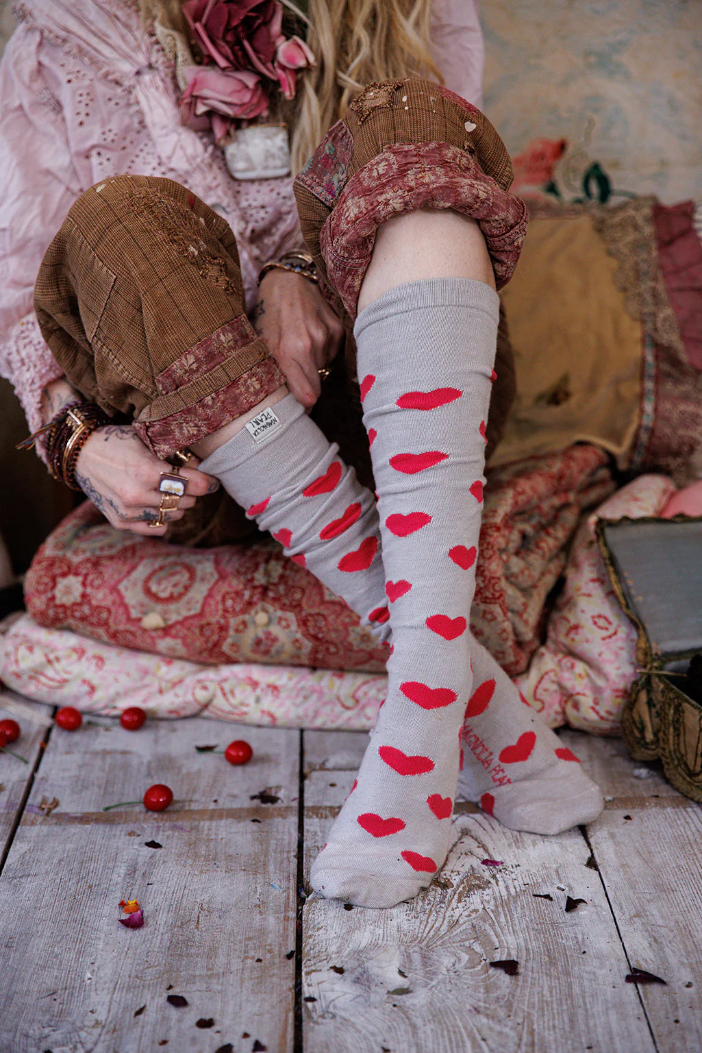 Magnolia Pearl Candy Heart OTK Socks