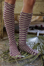 Load image into Gallery viewer, Magnolia Pearl Checkered OTK Socks
