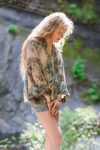 Market Of Stars Earth & Sky Cropped Bamboo Kimono Cardigan