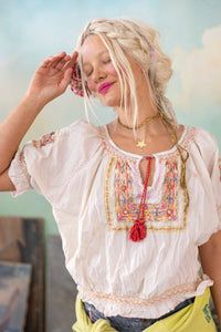 Magnolia Pearl Embroidered Chrissy Folk Blouse