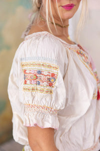 Magnolia Pearl Embroidered Chrissy Folk Blouse