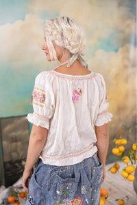 Magnolia Pearl Embroidered Chrissy Folk Blouse