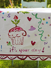 Load image into Gallery viewer, April Cornell Happy Birthday Watercolor Tablecloth
