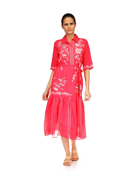 Johnny Was Henley Tiered Shirt Dress (Slip) Darcey