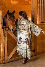 Load image into Gallery viewer, Market of Stars Born to Run Opera Duster Kimono Robe w/ Horse &amp; Flower Print
