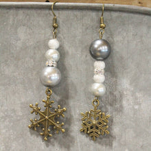 Load image into Gallery viewer, The Primitive Peddler Snowflakes Falling Classy Dangle Earrings
