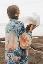 Load image into Gallery viewer, Market of Stars Peace Out Cropped Kimono Pixie Duster with Doves and Sunrise
