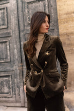 Load image into Gallery viewer, CHOKLATE PARIS Double-breasted velvet blazer with gold buttons

