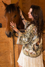 Load image into Gallery viewer, Market of Stars Born to Run Pixie Duster Crop Kimono w/ Horse &amp; Flower Print
