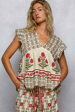 Load image into Gallery viewer, Pol Clothing V-Neck Floral Pattern Ruffle Sleeve Top
