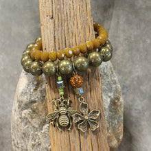 Load image into Gallery viewer, The Primitive Peddler Buzzing Along Olive Bracelet Set
