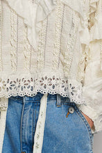 Load image into Gallery viewer, Pol Clothing Eyelet Ruffle Raw Edge Trim Lace Solid Knit Top
