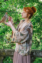 Load image into Gallery viewer, Market of Stars Lovelight Pixie Cropped Kimono w/ woodland swallow &amp; stars
