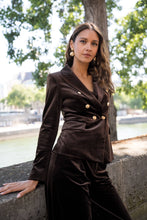 Load image into Gallery viewer, CHOKLATE PARIS Double-breasted velvet blazer with gold buttons
