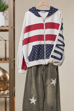 Load image into Gallery viewer, Mello United States Patch work Oversized Zip Hoodie
