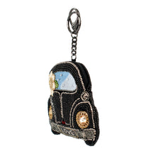 Load image into Gallery viewer, Mary Frances On the Road Black Car White Flower Coin Purse
