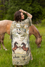 Load image into Gallery viewer, Market of Stars Born to Run Opera Duster Kimono Robe w/ Horse &amp; Flower Print
