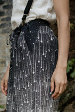 Load image into Gallery viewer, Market of Stars Stargazer Linen Cropped Artist Pant with Falling Stars Print.
