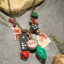 Load image into Gallery viewer, The Primitive Peddler Vintage Coca Cola Santa &amp; More Charm'd Necklace
