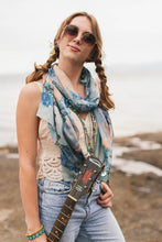 Load image into Gallery viewer, Market of Stars Peace Out Scarf with Doves and Sunrise
