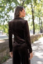 Load image into Gallery viewer, CHOKLATE PARIS Double-breasted velvet blazer with gold buttons
