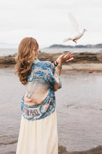 Load image into Gallery viewer, Market of Stars Peace Out Cropped Kimono Pixie Duster with Doves and Sunrise
