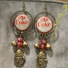 Load image into Gallery viewer, The Primitive Peddler Vintage Coca Cola Santa &amp; More Charm'd Dangle Earrings
