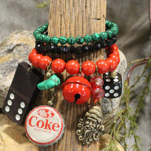 Load image into Gallery viewer, The Primitive Peddler Vintage Coca Cola Santa &amp; More Charm'd Bracelet Set
