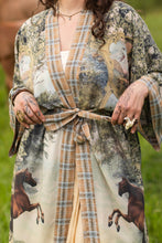 Load image into Gallery viewer, Market of Stars Born to Run Opera Duster Kimono Robe w/ Horse &amp; Flower Print
